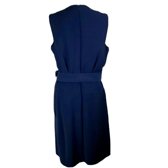 NEXT Tailoring~Woman Size 10 (UK 14)~Navy Blue Academia Belted Dress Fully Lined - Picture 3 of 13